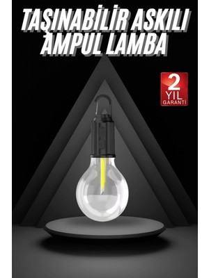 Marsilyan 3 Farklı Mod Led'li Şarjlı Asma Kancalı Kamp Lambası Taşınabilir Ampul