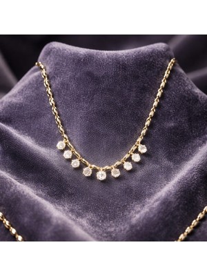 Çelik Kadın 14K Sıra Taşlı Kolye