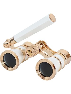 Karahanbey Nefis Işlemeli, Tiyatro / Opera Dürbünü 3X25 Prinç Metal Kaplamalı Beyaz ( Lisinya )