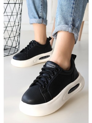 End Black Store Chris Siyah Cilt Bağcıklı Spor Ayakkabı