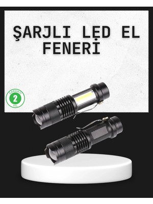 Marsilyan Odak Ayarlı 2000 Lümen Şarjlı LED El Feneri