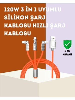 Karahanbey 120 W Hızlı Çözüm Sunan 3'ü 1 USB Şarj Kablosu– Sağlam Gövde - Lisinya