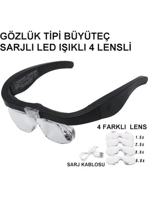 Karahanbey - Şarjlı Gözlük Büyüteç 4 Farklı Lens -11537DC ( Lisinya )