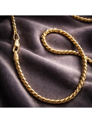 Çelik Kadın 14 K Xupıng Kalın Halat Kolye