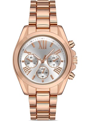 Karahanbey Zarif ve Şık Özel Tasarım Roma Rakam Detaylı Metal Bayan Kol Saati (Rose) ( Lisinya )