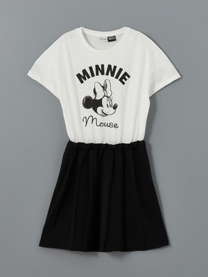 Lc Waikiki Yeni Sezon Bisiklet Yaka Minnie Mouse Baskılı Kız Çocuk Elbise