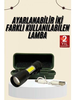 Marsilyan Uzun Menzilli Şarjlı El Feneri Uzun Ömürlü Led Işık Lamba