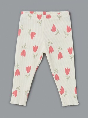 Lc Waikiki Yeni Sezon Beli Lastikli Çiçekli Kız Bebek Tayt