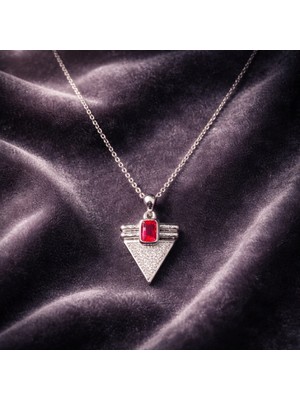 Kadın 14K Fuşya Taşlı Kolye