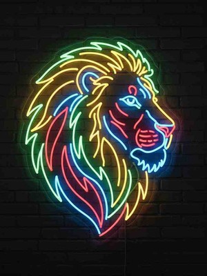 Kamer Neon LED Işıklı Arslan Lion