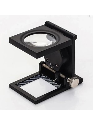 Karahanbey -28X28 mm Katlanır Sayaçlı Metal Lüp, 2 LED Işıklı Büyüteç Tekstil TH9005A ( Lisinya )