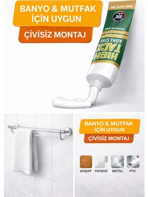 Primeaks High Tack Güçlü Montaj Yapıştırıcısı – Çivisiz Vidalama Gerektirmez – Hızlı İlk Tutunma – Ahşap Metal Fayans PVC