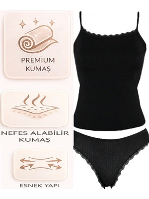 Bipamuk Premuım Kadın Iç Giyim Atlet Külot Takımı Askılı Atlet Yumuşak Doku