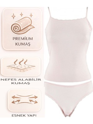 Bipamuk Premuım Kadın Iç Giyim Atlet Külot Takımı Askılı Atlet Yumuşak Doku