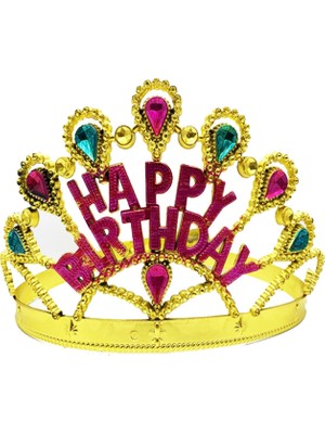 Marsilyan Altın Renk Happy Birthday Doğum Günü Tacı