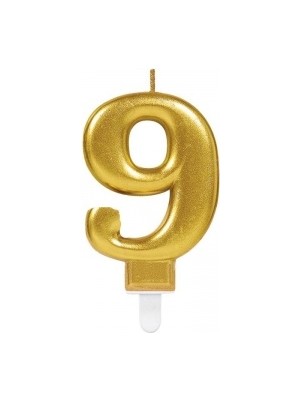 Marsilyan 9 Rakamı Mum Gold Renk