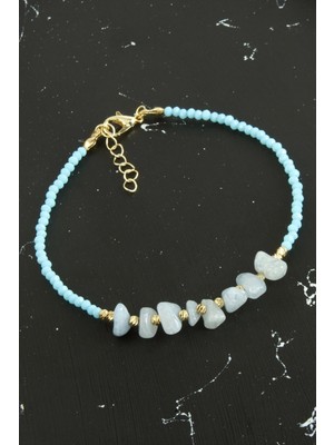 Kırık Doğaltaşlı Turkuaz Kristal Bileklik