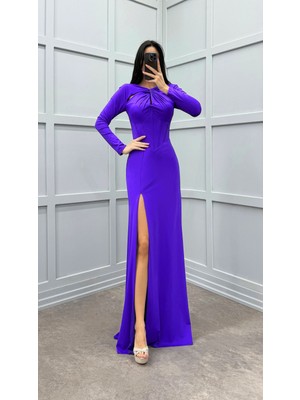 Lavinsis Göğüs Dekolteli Balenli Derin Yırtmaçlı Elbise