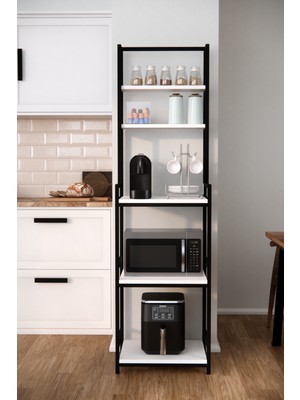 Solto Home MA6-13 Mikrodalga & Airfryer Rafı | Çok Amaçlı Mutfak Organizer Kahve Köşesi