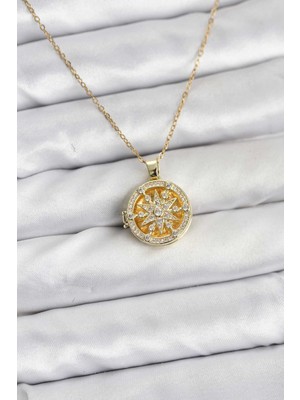 Karahanbey 316L Çelik Zincir Gold Renk Kutup Yıldızı Kapaklı Model Kadın Kolye - Lisinya