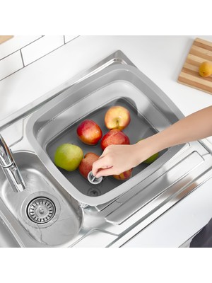 Yazıcı Katlanabilir Bulaşıklık ve Badya, Akordiyon Kaşıklık Bölmeli Tabaklık Kurutmalık Badya Gri