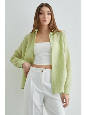 FullaModa Basic Düğmeli Krinkıl Gömlek