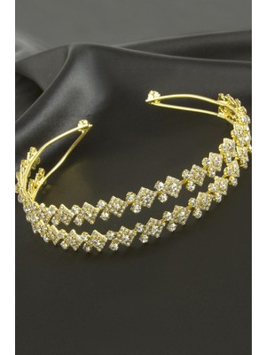 SiHako Üçgen Lüks Taşlı Gelin Tacı