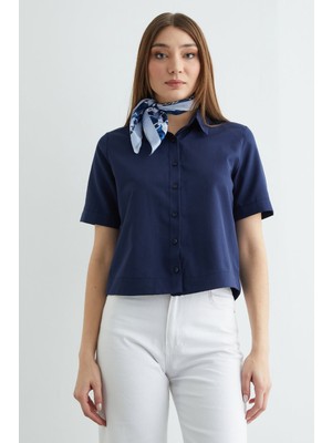FullaModa Basic Kolu ve Beli Manşetli Crop Gömlek
