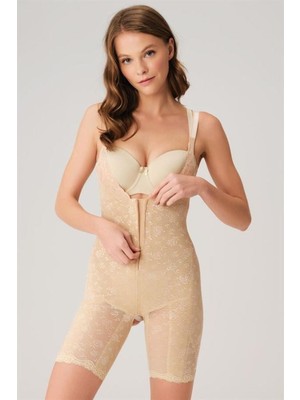 byasafkids Toparlayıcı Vücut Inceltici Dikişli Fermuarlı Uzun Paca Altı Açık Sıkı Badi Korse