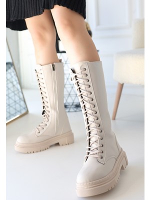 Modanı Seç Mennd Bej Cilt Bağcıklı Çizme