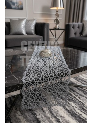 PremiumPort Fransız Dantel Detaylı Masa Koşusu, Şık ve Zarif Masa Örtüsü Runner