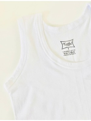 Tutku Erkek Çocuk Pamuklu Penye 6'lı Atlet Beyaz Renkli Yazlık Kullanım İçin Rahat Kesim