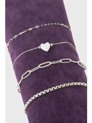 SiHako 4 Adet Kalp Zincir Bileklik