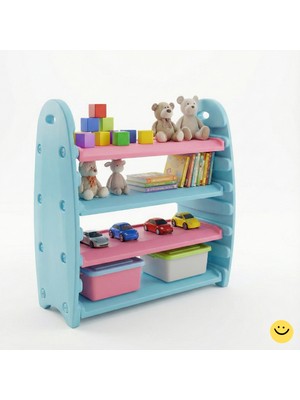 Bahçe Oyuncak 4 Katlı Çocuk Oyuncak ve Kitap Rafı Çok Amaçlı Düzenleyici Kreş Anaokulu Saklama Ünitesi