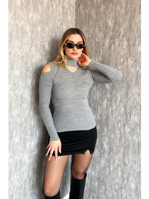 Modaplaza Kadın Omuz Dekolteli Yarım Balıkçı Triko Kazak 4345