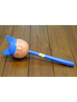 Ahşap Kedili Marakas Tekli Model 2