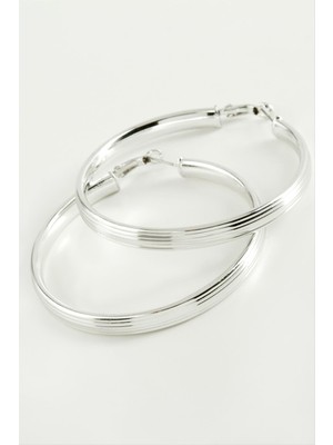 SiHako Çizgili Halka Küpe 6 cm