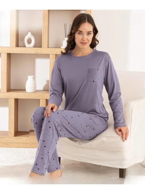 Pijamoni Kadın Milan Bisiklet Yaka Uzun Kol Ince Pijama Takımı 7575/2 - 1 Adet