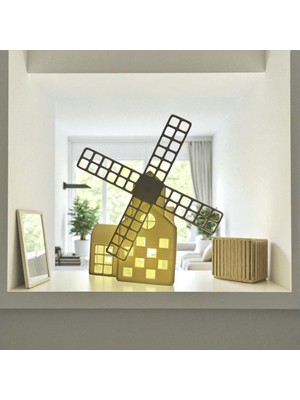 PremiumPort Şık Değirmen Temalı Tealight Mumluk, Dekoratif Obje, Ev ve Ofis Süşi