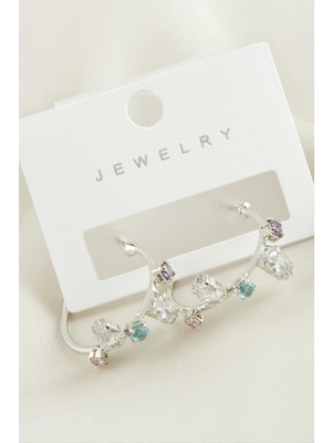 SiHako Zikzak Zirkon Taşlı Halka Küpe