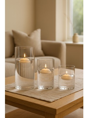PremiumPort 3'lü Çizgili Cam Vazo Seti, Modern ve Şık Dekorasyon Parçası
