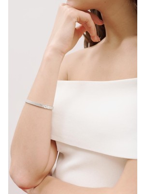 Manuka Blok Detaylı Bileklik Gümüş