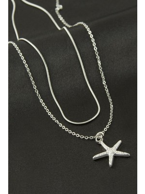 Marsilyan Deniz Yıldızı Inci Ikili Çelik Kolye