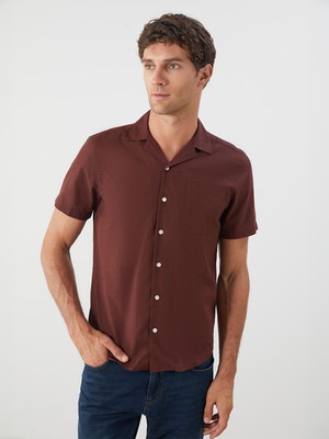 Lc Waikiki Yeni Sezon Regular Fit Resort Yaka Kısa Kollu Keten Karışımlı Erkek Gömlek