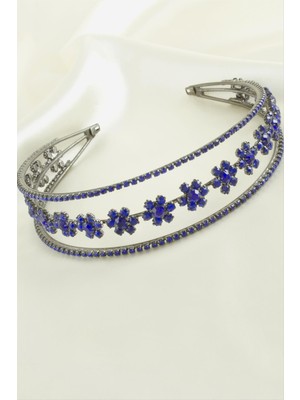 SiHako Çiçek Lüks Taşlı Gelin Tacı