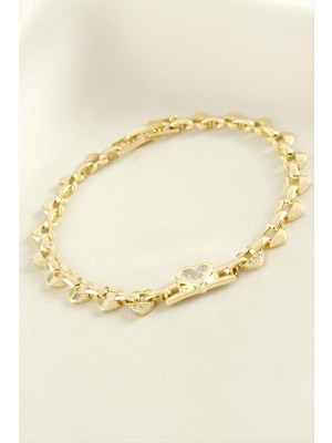 SiHako Xuping Kalp Zirkon Taşlı Lüks Çelik Bileklik