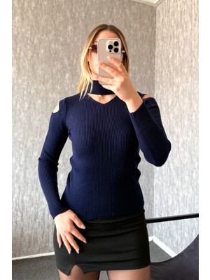 Modaplaza Kadın Omuz Dekolteli Yarım Balıkçı Triko Kazak 4345