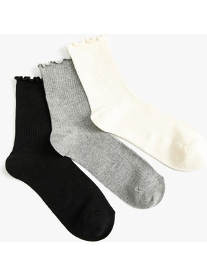 Koton 3'lü Soket Çorap Seti Fırfır Detaylı Çok Renkli