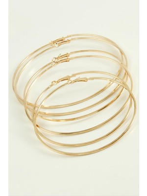 SiHako Ezme Çizgili Metal Halka Küpe 6 Adet