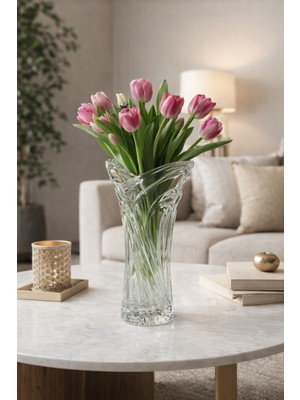 PremiumPort Şık ve Modern Cam Vazo, Dekoratif Kullanım Için Ideal, 1 Adet